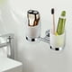 thumbnail image 4 of Soporte doble para cepillos de dientes, soporte para vaso de vidrio, organizador de baño montado en la pared, portavasos para enjuague bucal, para, 4 of 7