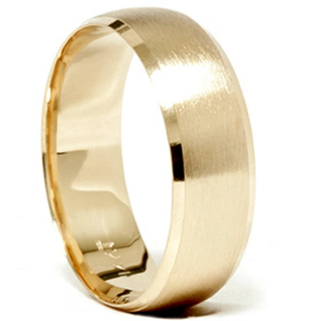 Bague Alliance pour Homme en Or 14k 8 mm Biseautée Brossée Neuve