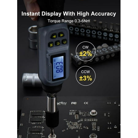 Digital Torque Screwdriver, 2.66-53.1 In-lbs/0.3-6 Nm, 1/4'' Drive Inch Pound Torque Screwdriver Electrician with Buzzer & LED Indicator, 27 In 1 Torque Wrench Screwdriver Set