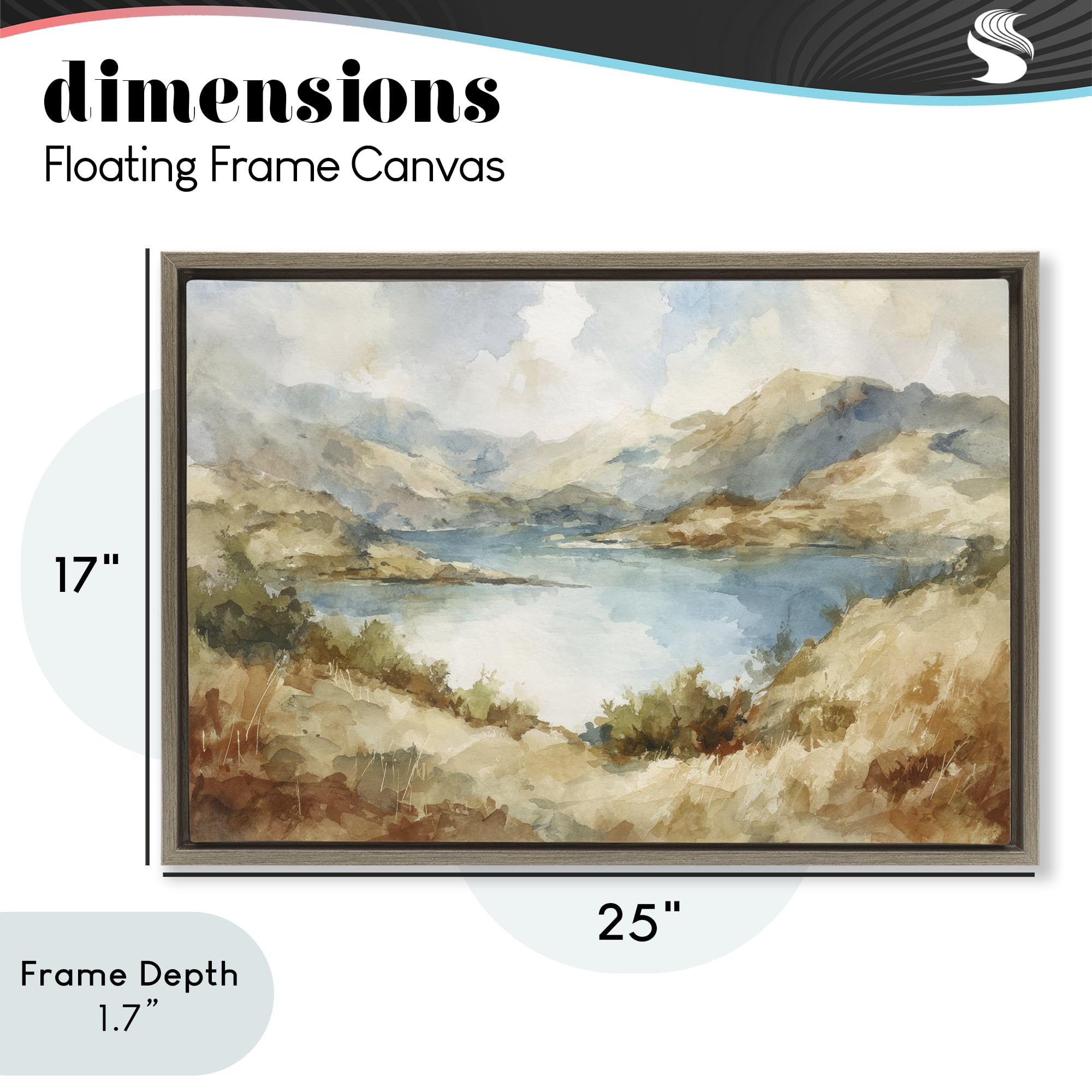 Stupell Industries Secret Mountain Lake Panorama Brown Framed Floater Canvas Wall Art, design by Petal Prints Design