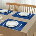 thumbnail image 3 of Blue Black Geometric Pattern Summer Placemats Table Placemats Set Of 4-Linen Kitchen Washable Placemats Table Mats 11.8"x17.7" Non-Slip Heat Resistant, 3 of 6