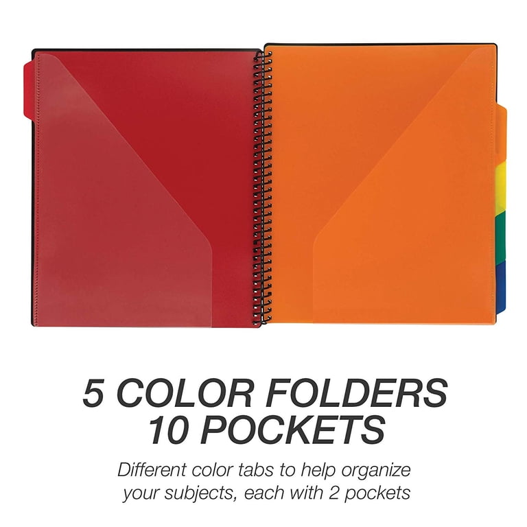 Samsill 5 Subject Spiral School Folder Organizer, 5 Dividers with