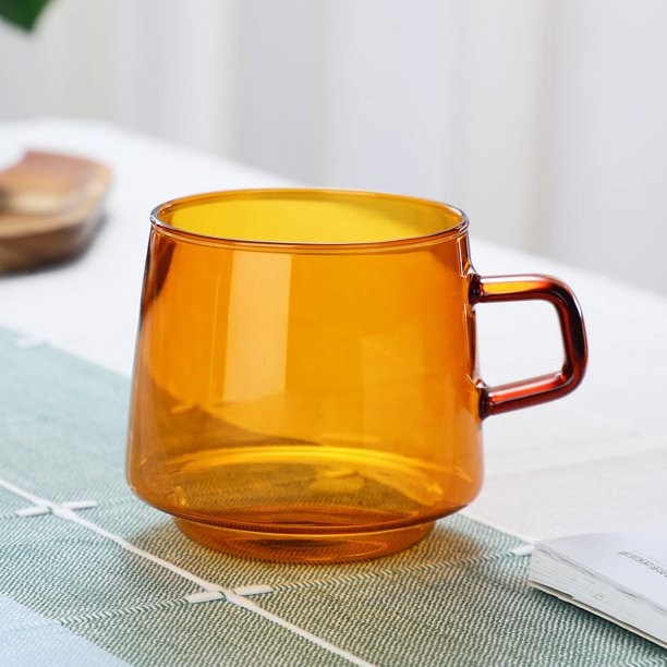 Taza de café de vidrio de color con asa, taza para beber en la sala de estar del hogar, taza para remojar, taza para leche, taza para desayuno