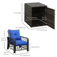 thumbnail image 2 of 3 Pieces Wicker Patio Furniture Set, Rattan Bistro Set with Storage Coffee Table and Thickened Cushions, Outdoor Conversation Set for Garden, Porch, Balcony, Blue, 2 of 7