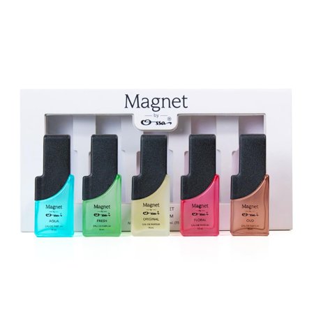Ossa Magnet Discovery Set Eau De Parfum Combo Pack Of 5 X 15ml - 0.5 Fl.oz. Each | Aqua+ Fresh+ Original+ Floral+ Oud Premium Perfume Set For Men & Women - Long Lasting Unisex Fragrance