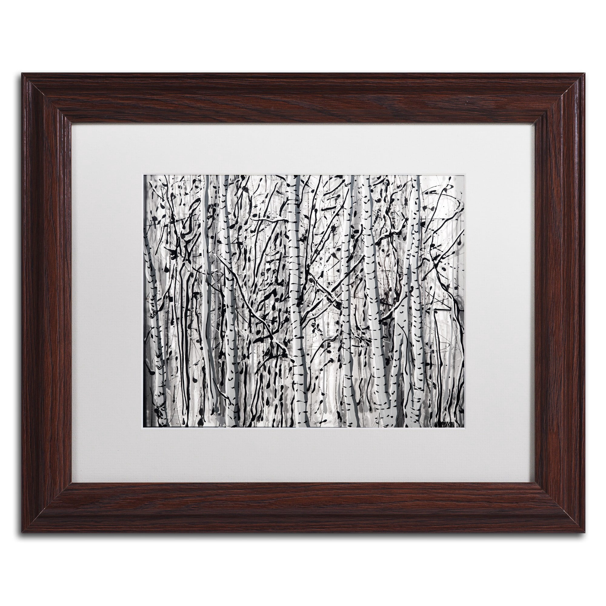 Trademark Fine Art "Winter Aspens" Canvas Art by Roderick Stevens White Mat, Wood Frame