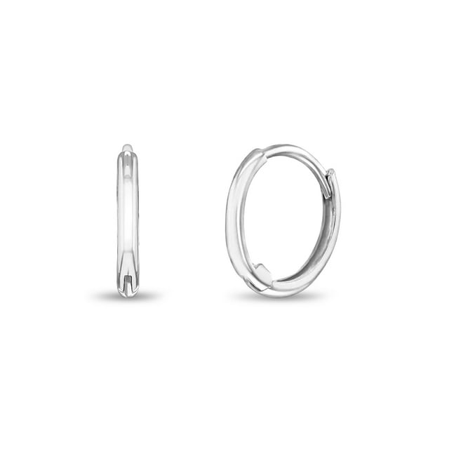 14k White Gold Plain Polished Endless Hoop Earrings For Girls and Pre-Teens 9mm