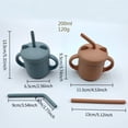 thumbnail image 2 of 1-pack silicone children's straw cup - cartoon bear baby sippy cup - with straight and curved straws - anti-scalding baby water cup, 2 of 4