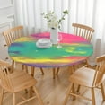 thumbnail image 3 of Colorful Tie Dye Pattern Round Fitted Tablecloth with Elastic Edge,Dining Table Cover Waterproof,Outdoor Round Tablecloth for Camping,Dining,Indoor and Outdoor, 3 of 7