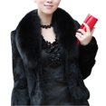 thumbnail image 1 of Women's Winter Faux Fur Coat Thick Warm Faux Fur Outwear With Pockets For Office Cocktail Party Travel, 1 of 2