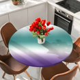 thumbnail image 2 of Turquoise Purple Ombre Round Tablecloth 55-60 Inch Round Fitted Table Cloth with Elastic Edge, Modern Color Gradient Abstract Art Waterproof Table Cover Protector for Outdoor Picnic Party Dining, 2 of 9