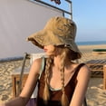 thumbnail image 2 of CoCopeanut New Summer Autumn Tassel Washed Denim Bucket Hats Fashion for Women Wide Brim Foldable Panama Cap Outdoor Beach Fisherman's Hat, 2 of 6