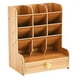 thumbnail image 1 of Organizador de escritorio de madera multifuncional, soporte para bolígrafos, para el hogar, la oficina, suministros escolares, estante de almacenamiento con cajón, color cereza, 1 of 8