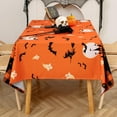 thumbnail image 4 of Halloween Tablecloth, Castle Ghost Decorative Rectangle Table Cloth, Holiday Fabric Table Cover for Party Picnic Dinner Decor, Orange 60 x 102 Inch, 4 of 6