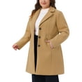 thumbnail image 5 of Agnes Orinda Women's Plus Size Winter Coats Notch Lapel Single Breasted Jacket Trendy Dressy Mid Length Pea Coat with Pocket 2025 2X Camel, 5 of 7