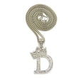 thumbnail image 1 of Stone Stud Tilted Crown Initial D Pendant with 4mm Cuban Chain Necklace, Silver-Tone/24", 1 of 1