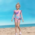 thumbnail image 2 of RUTAYY Girls Swimwear Long Sleeve Rash Guard Swimsuit With Flounce Hem For Beach Summer Swimming Sun 2-12 Years Pool Resort Beachwear, 4-5 Years, 2 of 9