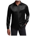 thumbnail image 3 of Shiny Satin Shirts for Men Long Sleeve Button Down Collared Business Casual Dress Shirt Formal Work Shirts, 3 of 9