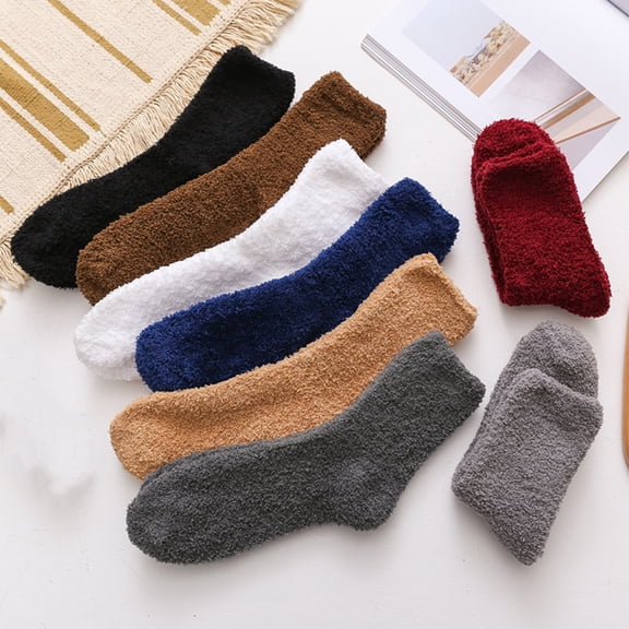 Resicozy Fluffy Socks for Men Soft Home Slipper Socks Winter Fashion Fluffy Sleeping Sock Navy