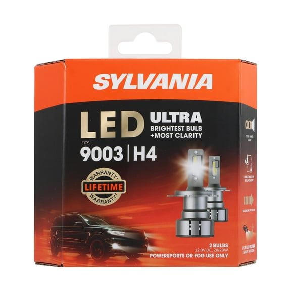 SYLVANIA 9003 LED Ultra - Fog Lights For Cars and Trucks - Headlight Bulbs for Off Road Powersports - 6000k Cool White LED Light - Maximum Lifespan - No Polarity - DIY Upgrade