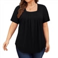 thumbnail image 1 of Tops de Talla Grande para Mujer, Corta, Cuello Cuadrado, Túnica Holgada de Verano para Leggings. Negro XXL, 1 of 7