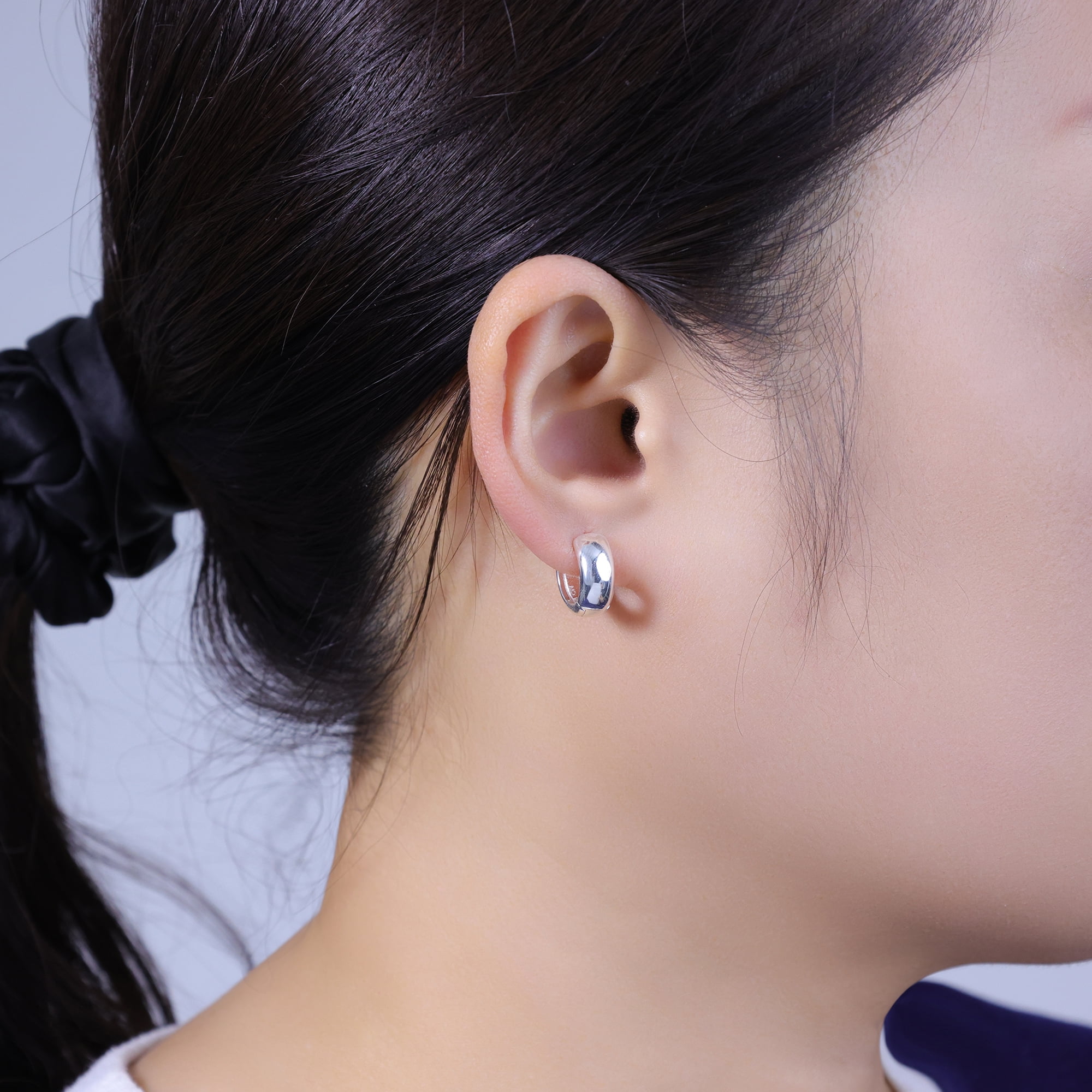 Free Assembly Women's Demi Fine Silver Plated Hoop Earring Set, 3-Pairs
