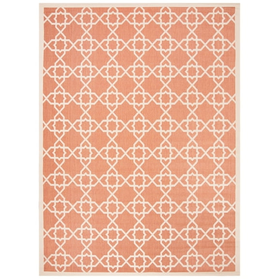 SAFAVIEH Courtyard Carol Geometric Indoor/Outdoor Area Rug, 9' x 12', Terracotta/Beige
