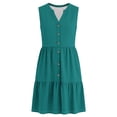 thumbnail image 5 of Erwazi Women's Solid Summer Dresses V Neck Sleeveless Tank Button Front Maxi Beach Dress, 5 of 7