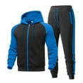 thumbnail image 5 of Gamivast Men's Athletic Tracksuit Full Zip Hooded Jacket and Sweatpants Contrast Raglan Sleeve Set for Gym Running Workout Training Sportswear Outfit, 5 of 7