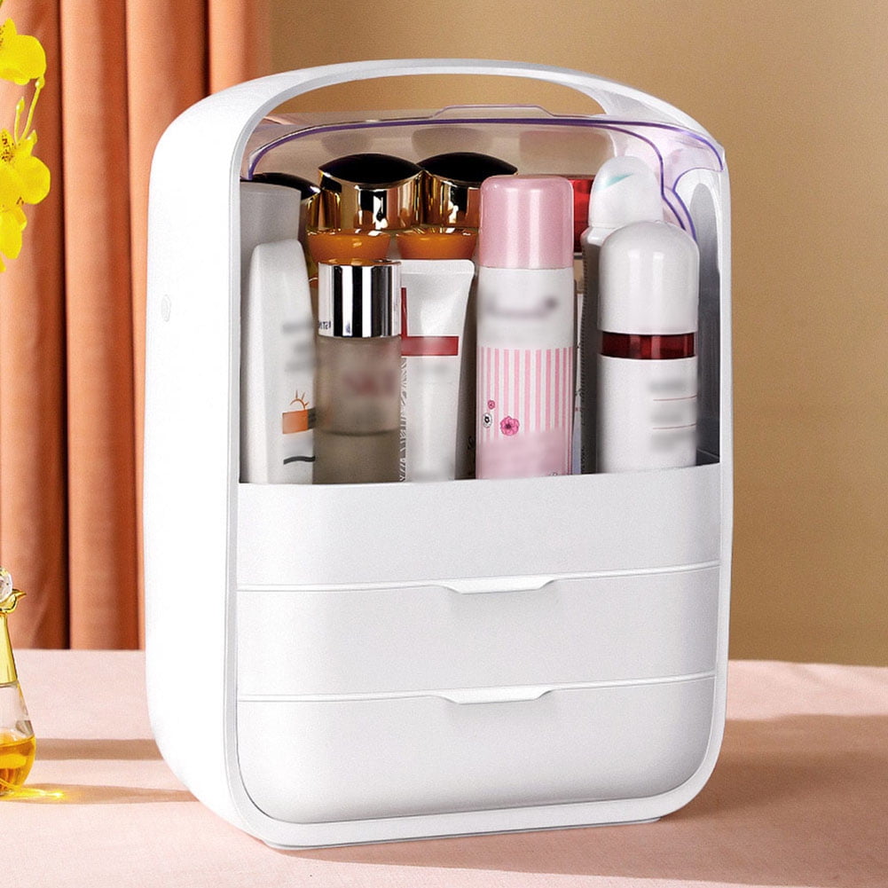 Resenkos Modern Makeup Storage, Makeup Organizer and Storage Cosmetics Organizer Box for Countertop with Lid & Drawers, White Resenkos Modern Makeup Storage, Makeup Organizer and Storage Cosmetics Organizer Box for Countertop with Lid & Drawers, White