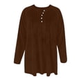 thumbnail image 5 of Arnsht Velvet Tunic Tops for Women Fashion Button Down V Neck Shirts Plus Size Pleated Casual Blouses Party Outfits Brown XXL, 5 of 5