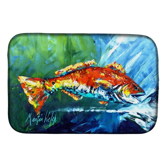 Break Through Red Fish Dish Drying Mat