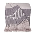 thumbnail image 4 of 50" X 60" Gray Woven Cotton Striped Throw Blanket with Tassels and Embroidery, 4 of 9