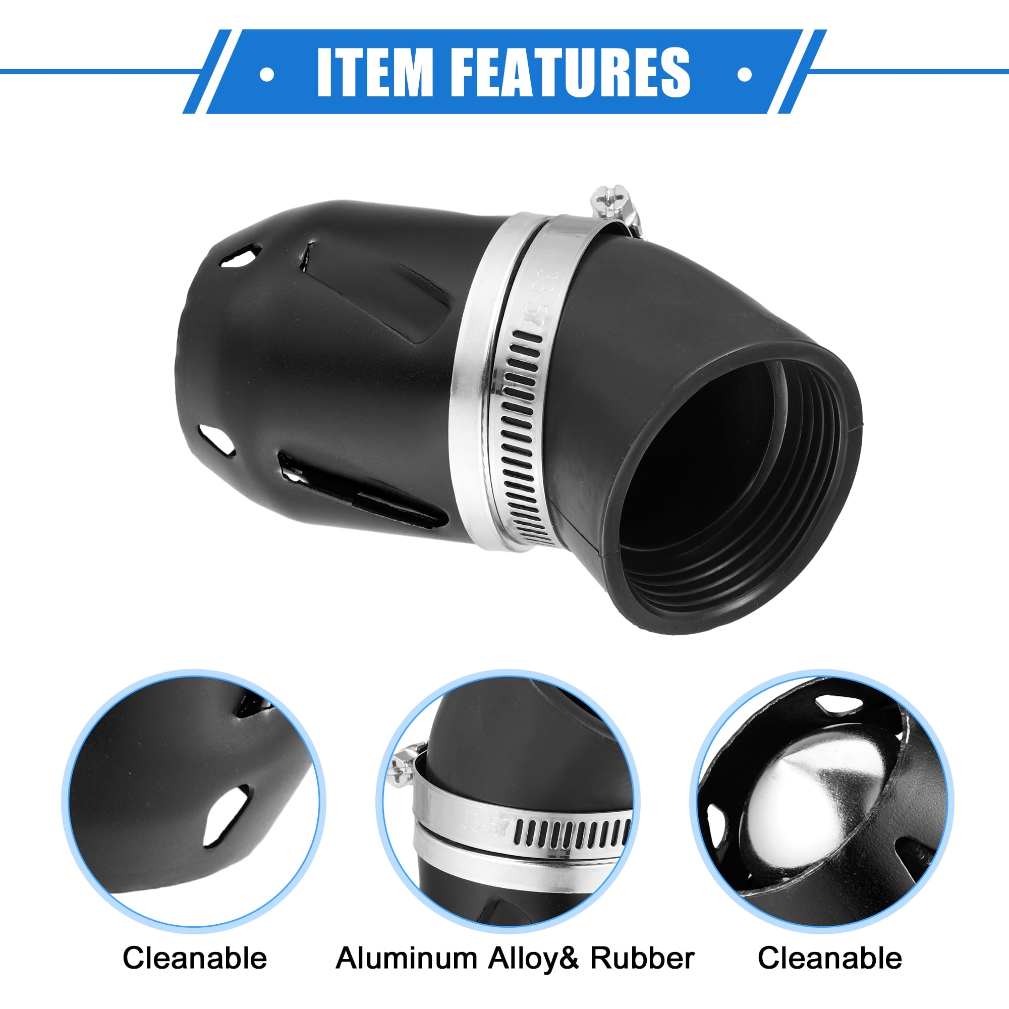 Unique Bargains Universal Motorcycle Air Filter 26/35/42/48mm ID Motorcycle ATV Black