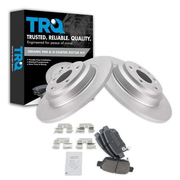 TRQ Rear Brake Pad & Rotor Kit Brake Pads Brake Rotor Ceramic Premium G-Coated Fits Select 2009-2014 Acura TL