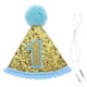 thumbnail image 1 of KAKOWELY Sombrero de cono con purpurina brillante para primer cumpleaños con diadema ajustable para fiesta de niña (azul), 1 of 4