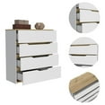 thumbnail image 4 of Atlin Designs Modern 4-Drawer Wood Bedroom Dresser in White/Light Oak, 4 of 7