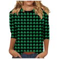 thumbnail image 2 of Meichang T-Shirts de la Saint-Patrick pour Femmes T-Shirts Chanceux Verts Trèfle Graphiques Décontractés Col Rond Manches 3/4 Coupe Ample Chemises de Vacances Saint-Patrick, 2 of 5