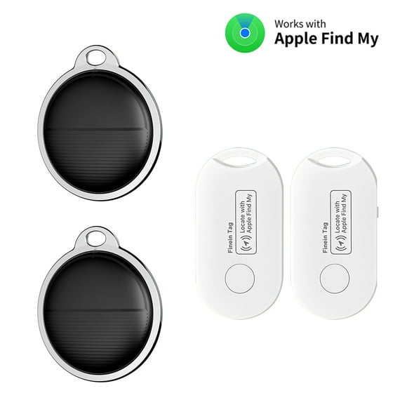 Mistaha Smart Bluetooth Tracker Bundle with Apple Find My Integration - Set of 4 Black Tags for Luggage, Bags, Backpacks, Wallets, Pets, Replaceable Battery, MFI Certified, 2-Pack + Bluetooth
