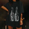 thumbnail image 4 of Top de manga corta suelto con estampado de calavera Retro desgastado y hombros caídos para mujer Pompotops hfajkhk125770, 4 of 6