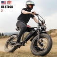 thumbnail image 3 of CEMOTO EB66 Harley-Like Hi-Tech Ebike, 750W Motor, 48V 15Ah Battery, Shimano 7-Speed, Dual Crown Suspension, 20" Fat Tires, Max Speed 20MPH, 3 of 4