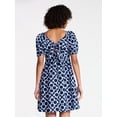 thumbnail image 2 of Time and Tru Women's and Women's Plus Tie Back Mini Dress with Puff Sleeves, Sizes XS-4X, 2 of 5
