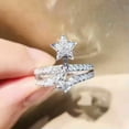 thumbnail image 4 of K-KED Luxury Women 925 Silver Star Rings Gifts Cubic Zirconia Delicate Jewelry Size 6-10-9-Silver, 4 of 7