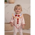 thumbnail image 6 of Rdhnmea Newborn Baby Girl Christmas Outfit Gingerbread Smocked Bubble Romper Candy Cane Plaid Jumpsuits with Bow Headband My First Xmas Clothes, 6 of 9