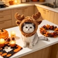 thumbnail image 5 of Fegute Christmas Pet Hat for Dogs and Cats, Soft Fabric Holiday Headwear with Reindeer Antlers for Christmas Parties, Adjustable Fit, Cute Holiday Accessories, 5 of 6