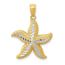 Finest Gold 14K with White Rhodium Diamond-cut Starfish Pendant