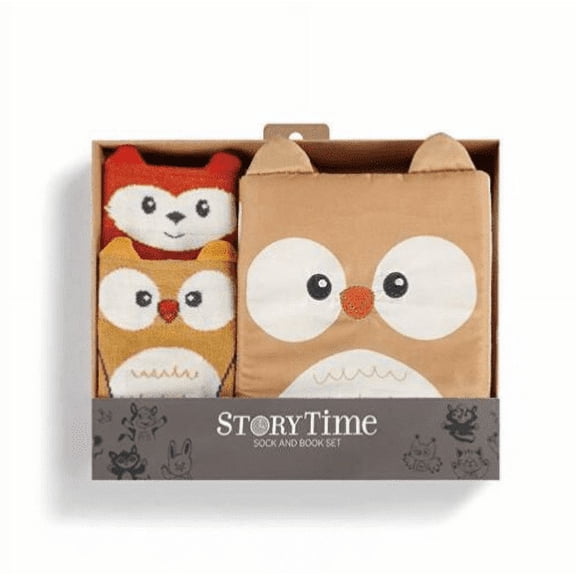 Fox and Owl Child's 18-36 Months Stretch Cotton Knee High Socks & Book Gift Set