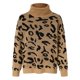 thumbnail image 3 of Gibobby Manga Larga Cuello Rojoondo Europa y América Casual Split Knitwear Leopard Two Lapel Pullover Sweater Mujer (Multicolor, S), 3 of 5
