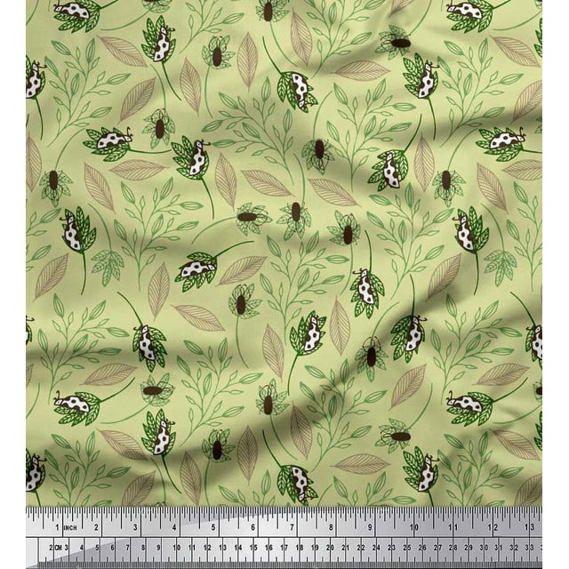 Soimoi Toile de Popeline de Coton Feuilles & Insectes Tissus Imprimés par Yard 56 Pouces de Large