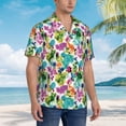 thumbnail image 2 of Lsque Watercolor Flowers pattern Hawaiian Shirt for Men, Unisex Summer Beach Casual Short Sleeve Button Down Shirts-, 2 of 9